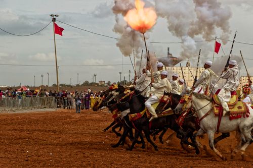 Free Thundering Hooves: The Art of Moroccan Fantasia Stock Photo