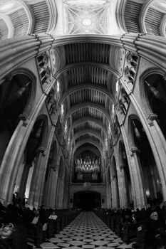 Stunning Gothic cathedral interior showcasing the grandeur of architectural vaults.