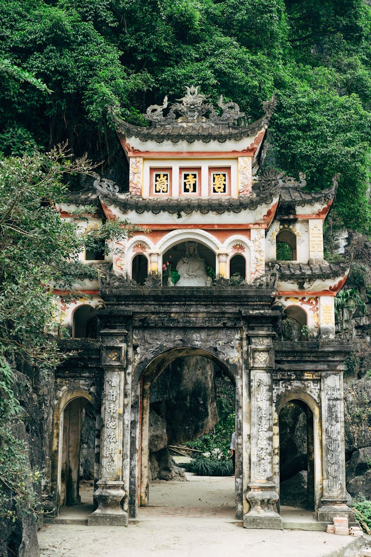 Close-up Of The Bich Dong Pagoda