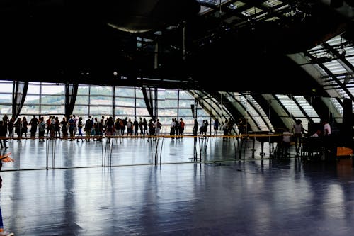 Group of People Near Clear Glass Window