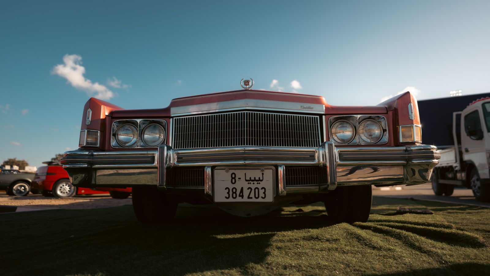 Vintage cadillac front view in benghazi, Libya