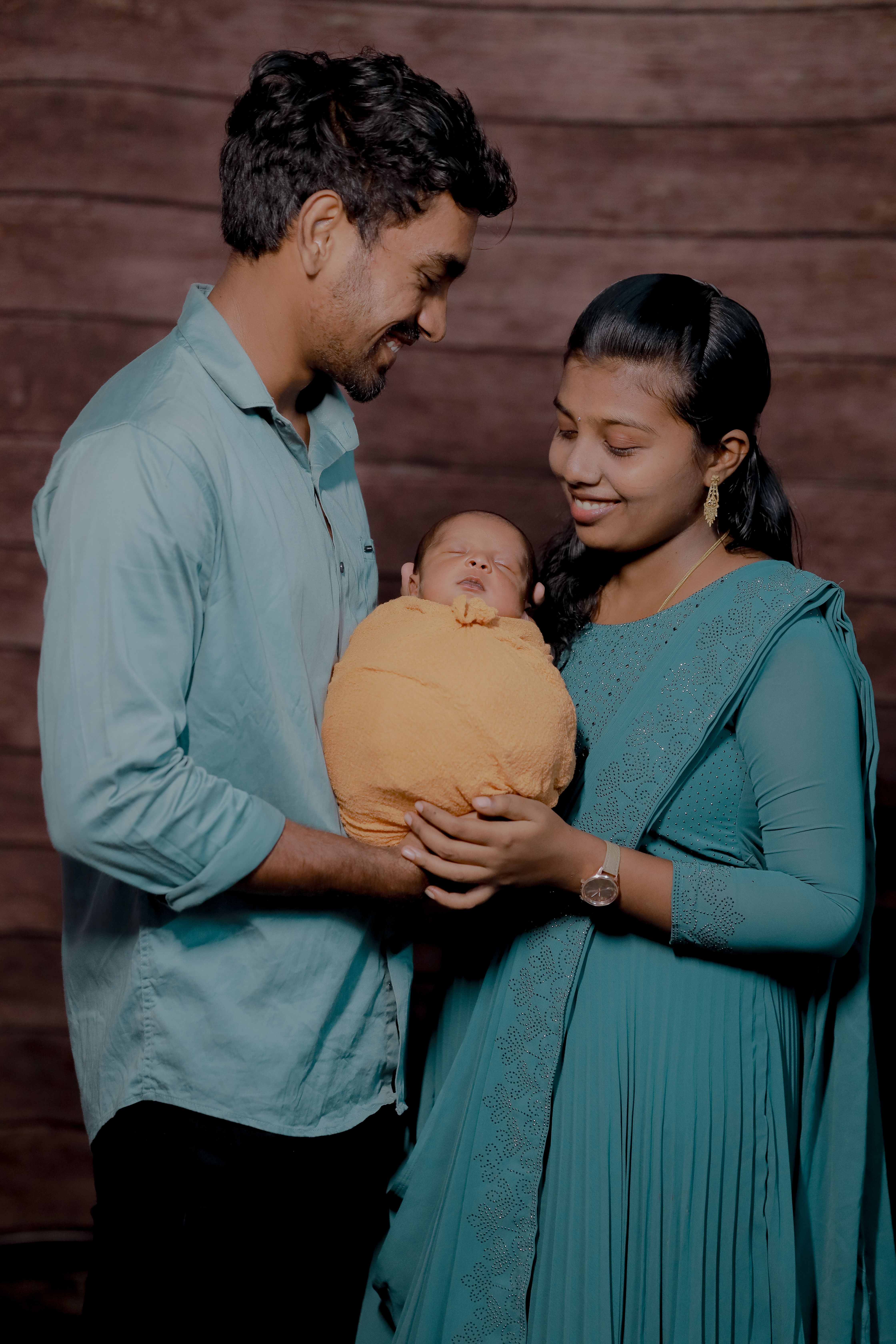Happy Indian Family with Newborn Baby Portrait · Free Stock Photo