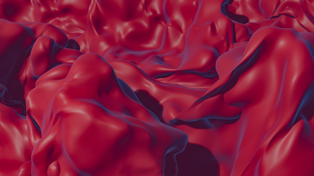 abstract 3d rendering of red fluid waves creating a dynamic texture
