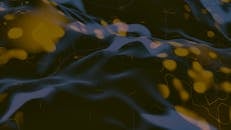 Abstract Fluid Waves in Blue and Gold Hues