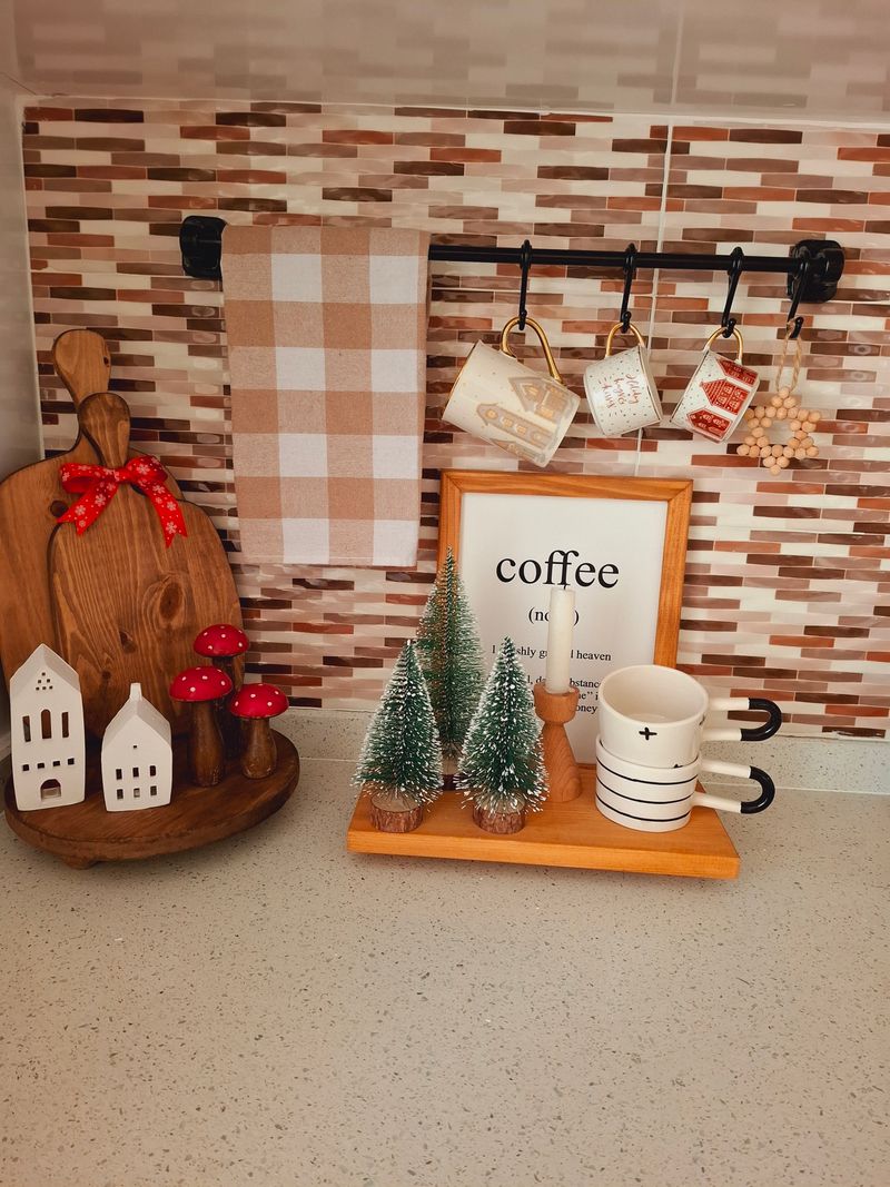 Small coffee bar corner on a kitchen counter