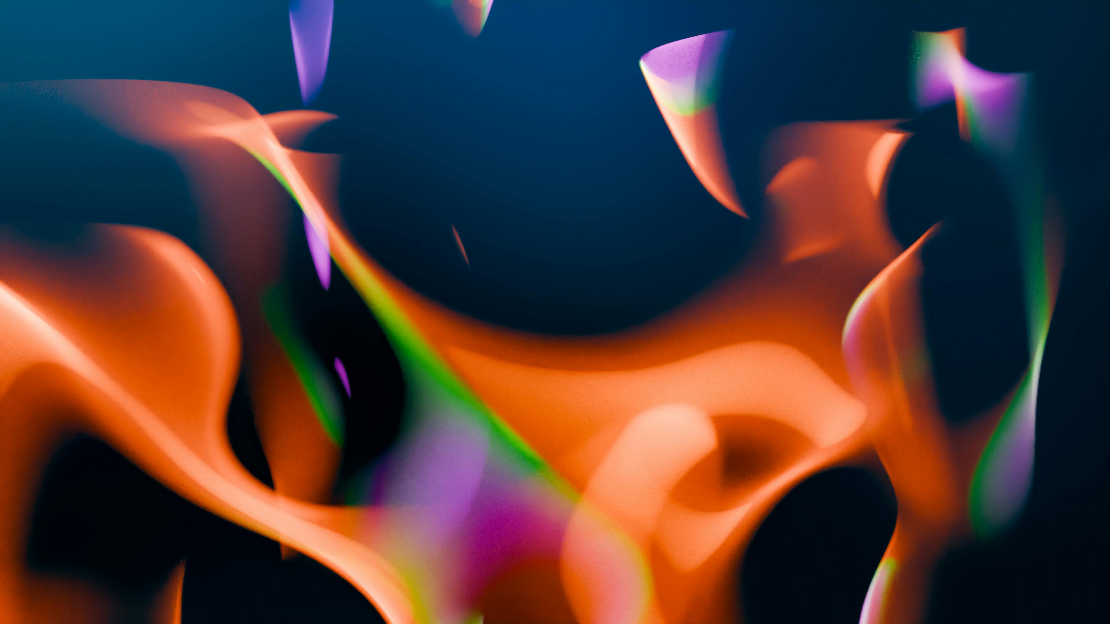 Colorful abstract digital art depicting fluid and fiery shapes.