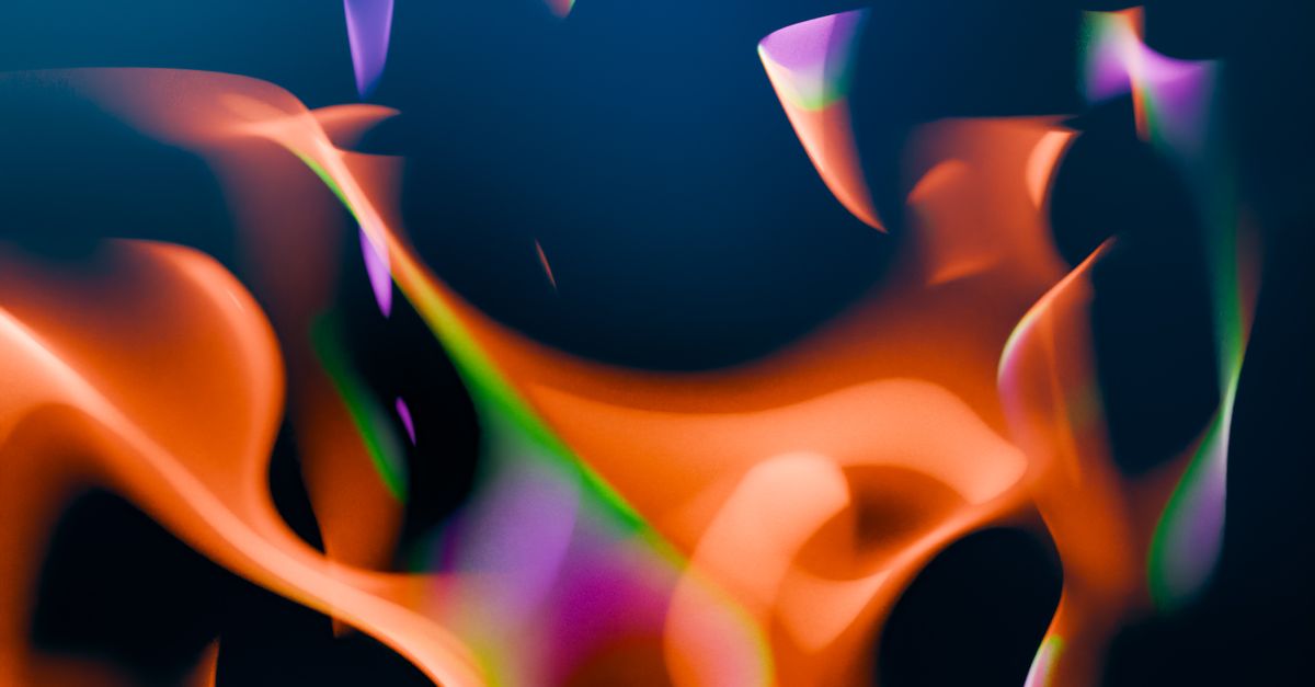 Colorful abstract digital art depicting fluid and fiery shapes.