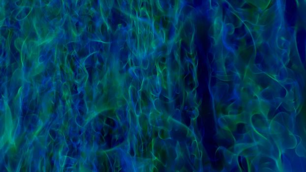 Dynamic abstract waves in vivid blue and green, depicting fluid motion and energy.