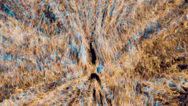 Dynamic abstract image with fiery swirling patterns in rich colors.