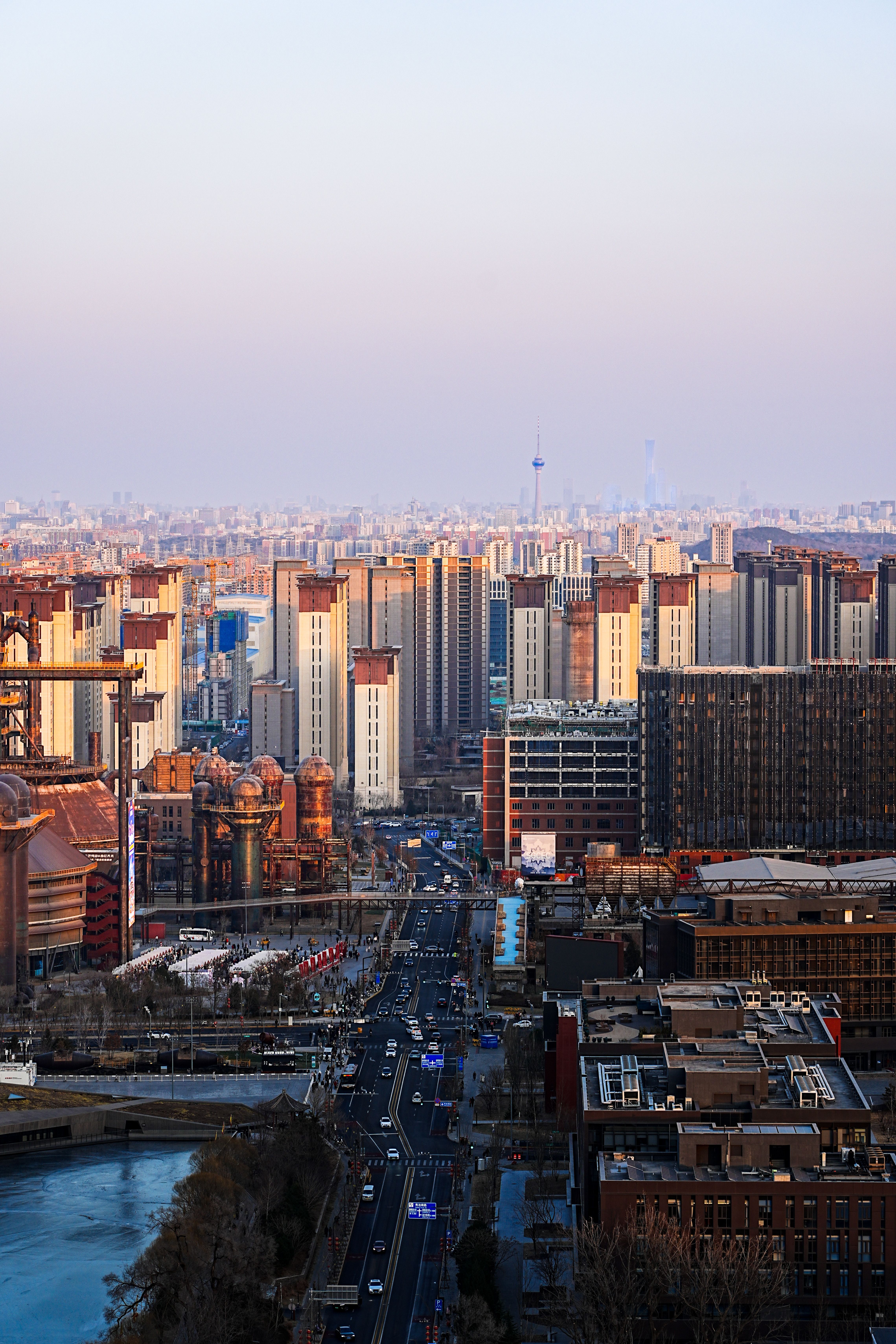 Aerial View of Cityscape with Skyscrapers at Sunset · Free Stock Photo