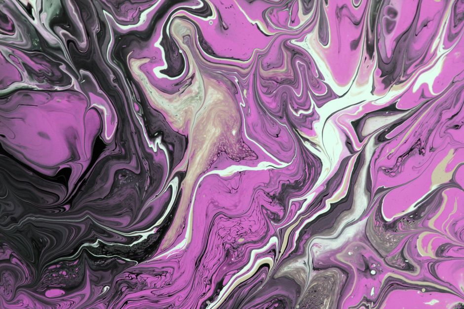 Swirling purple and black marble texture creates a stunning abstract artwork. Ideal for modern designs.