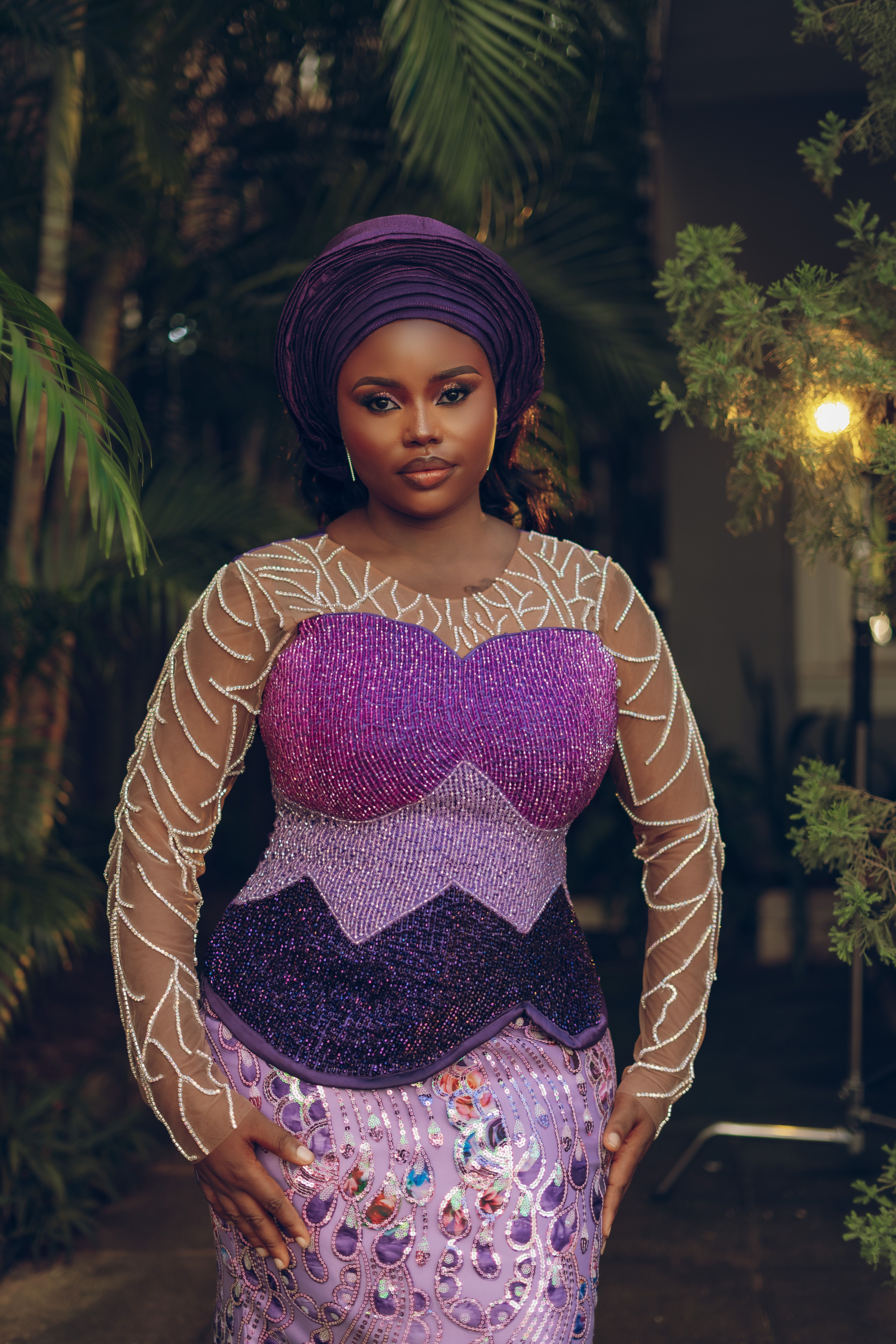 Elegant Woman in Purple Traditional Dress · Free Stock Photo