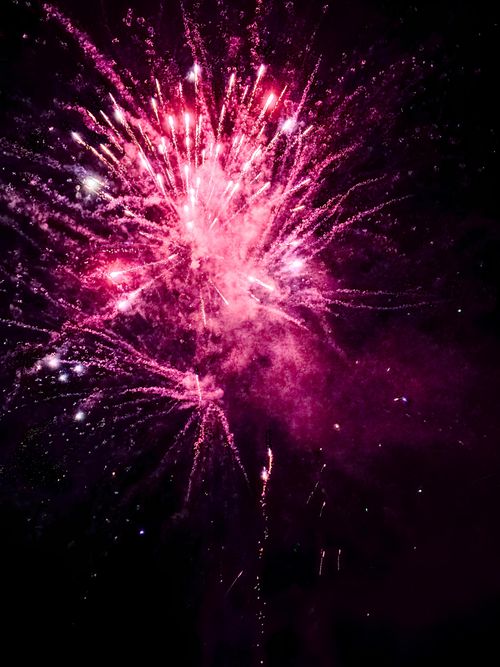 Free Stunning display of pink fireworks lighting up the night sky in Austria. Stock Photo