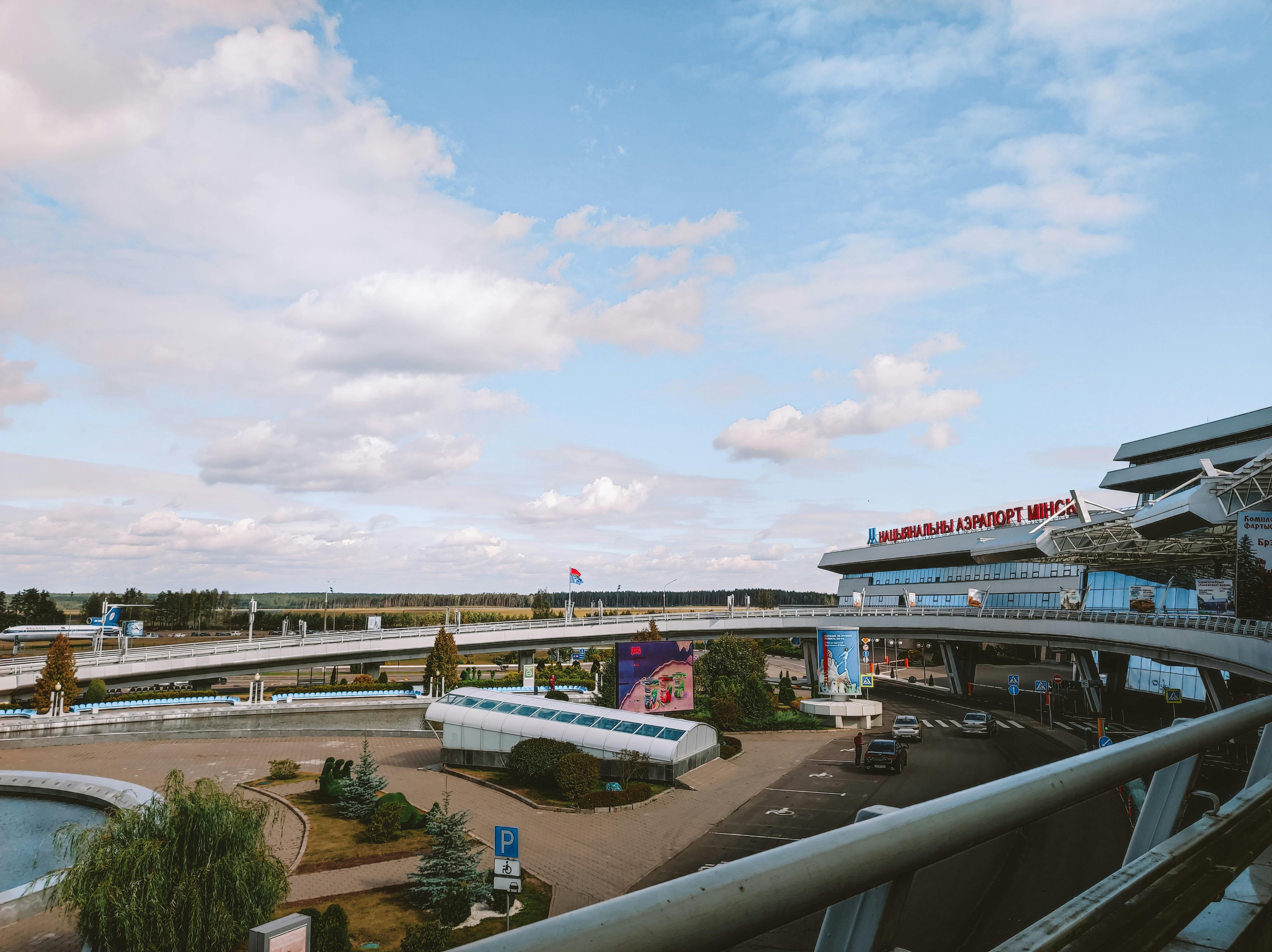Minsk National Airport terminal exterior - low cost solo Belarus