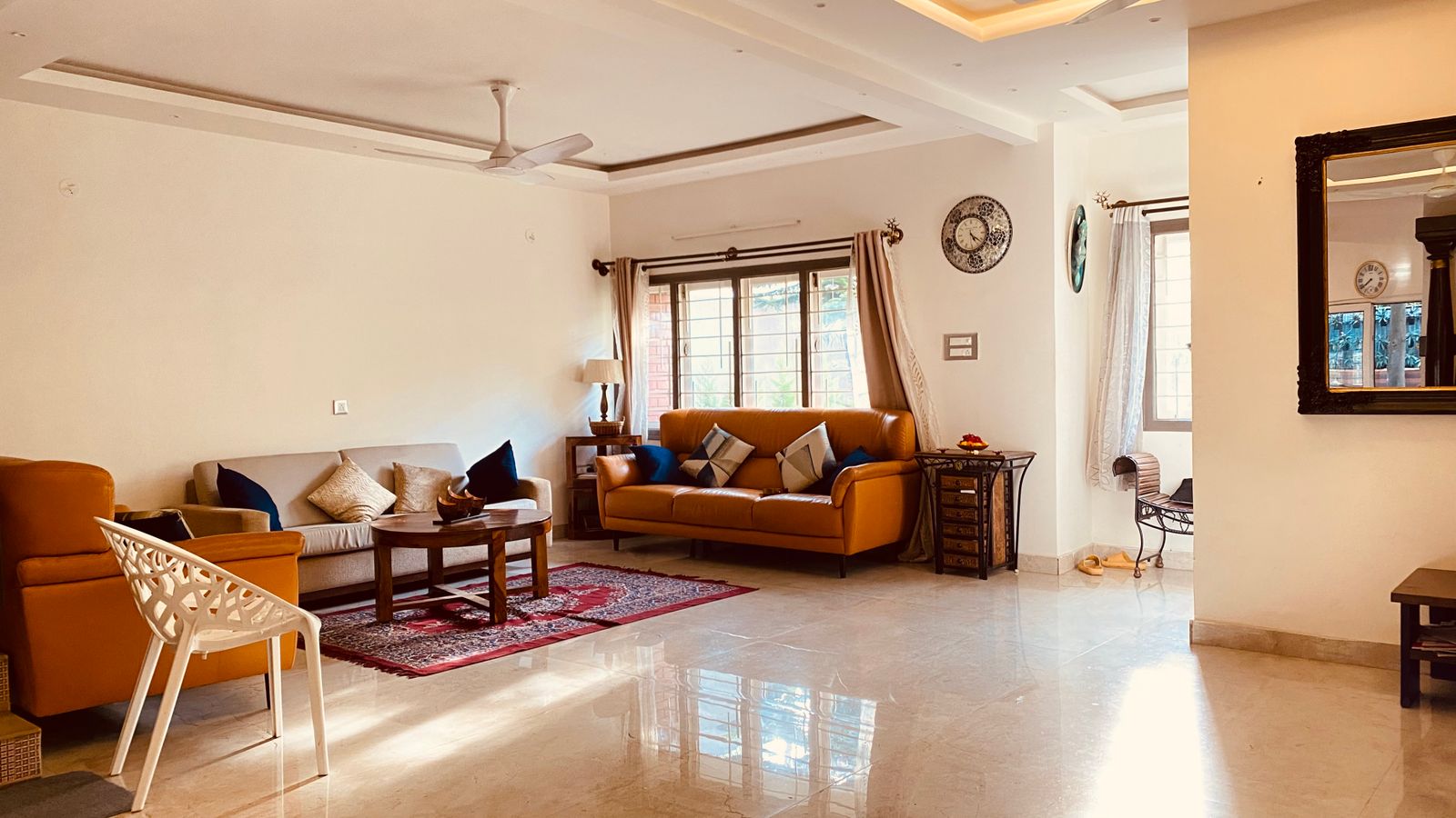 Bright, comfortable residential living room illustrating the importance of stable housing during reentry