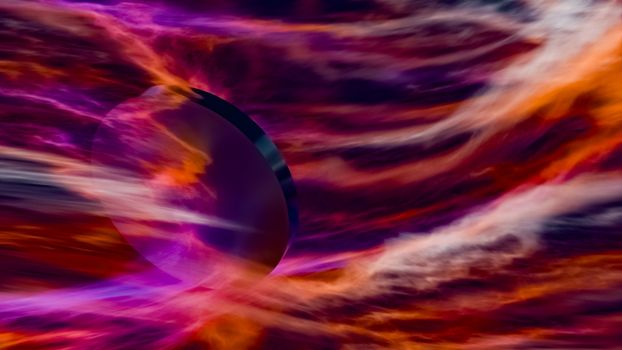 A stunning digital abstract featuring swirling colors and a mysterious central sphere.