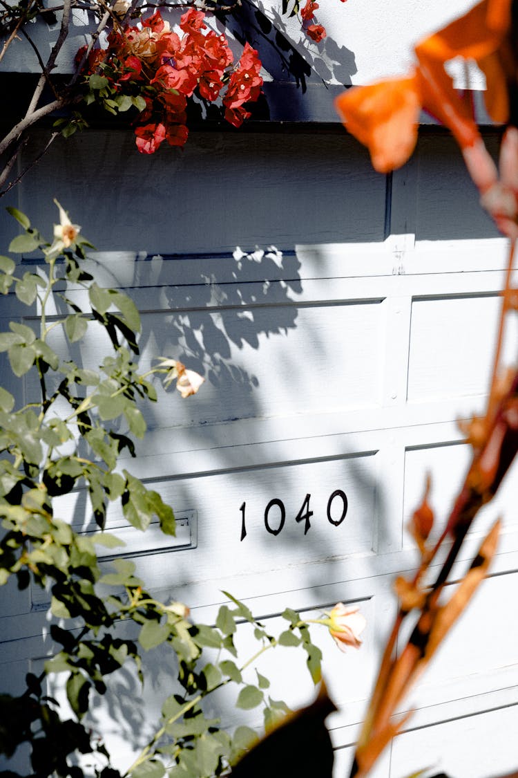 White 1040 Numbers On Garage Gate