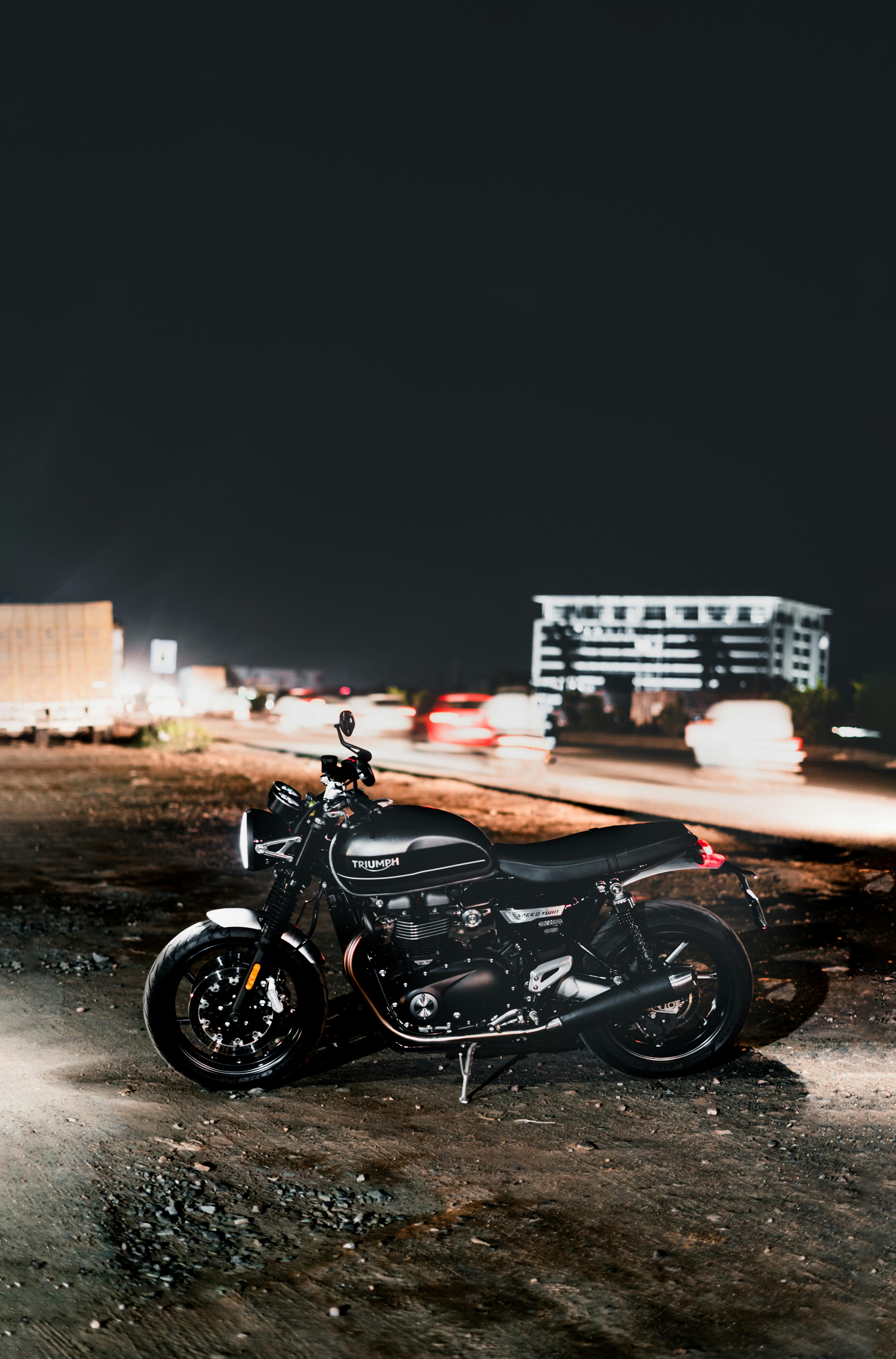Black Motorcycle at Night