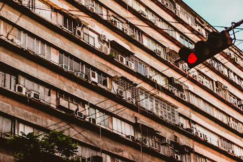 Traffic Lights Near Apartment Building