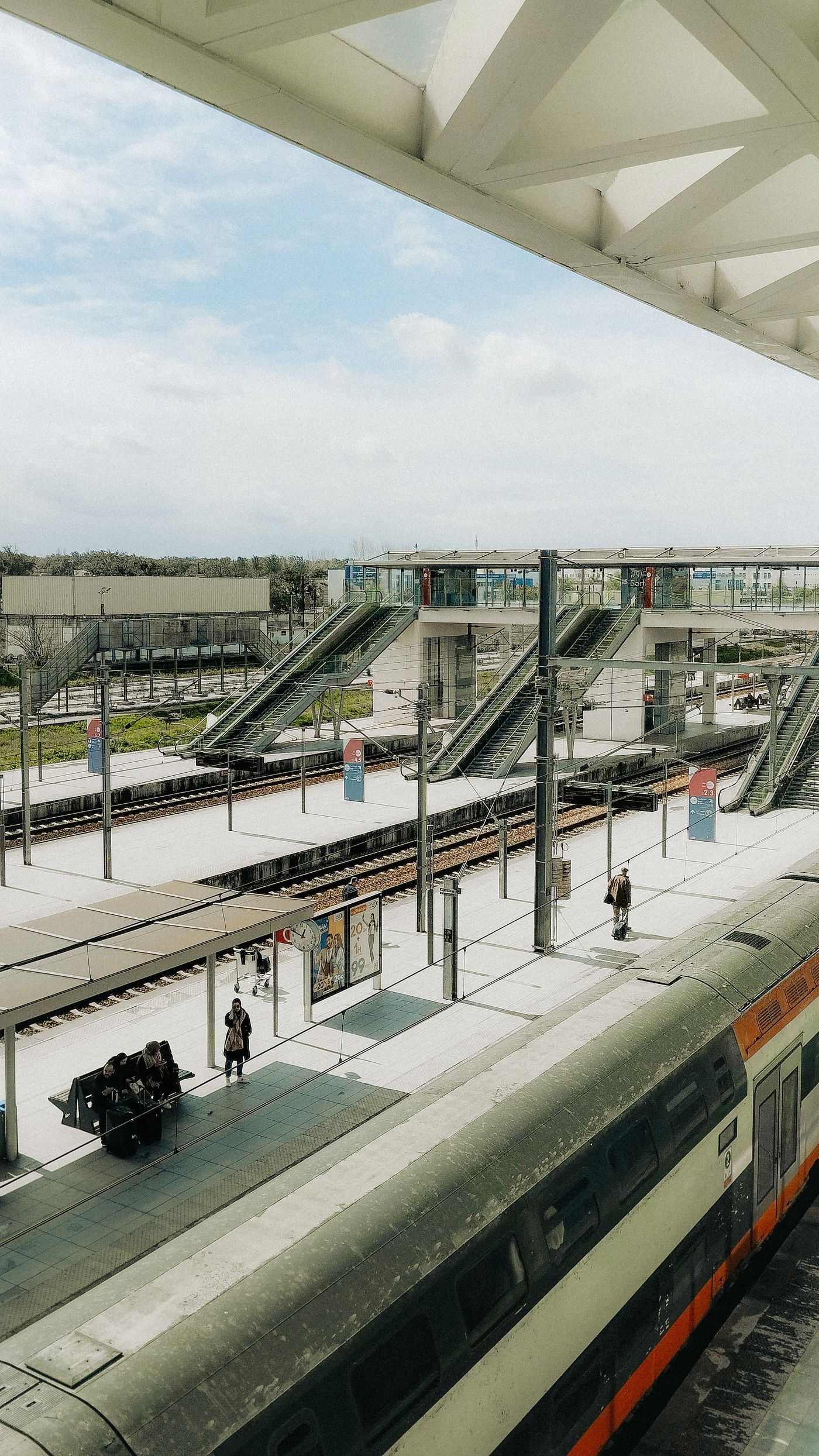 Passengers at a modern railway station in Rabat, Morocco