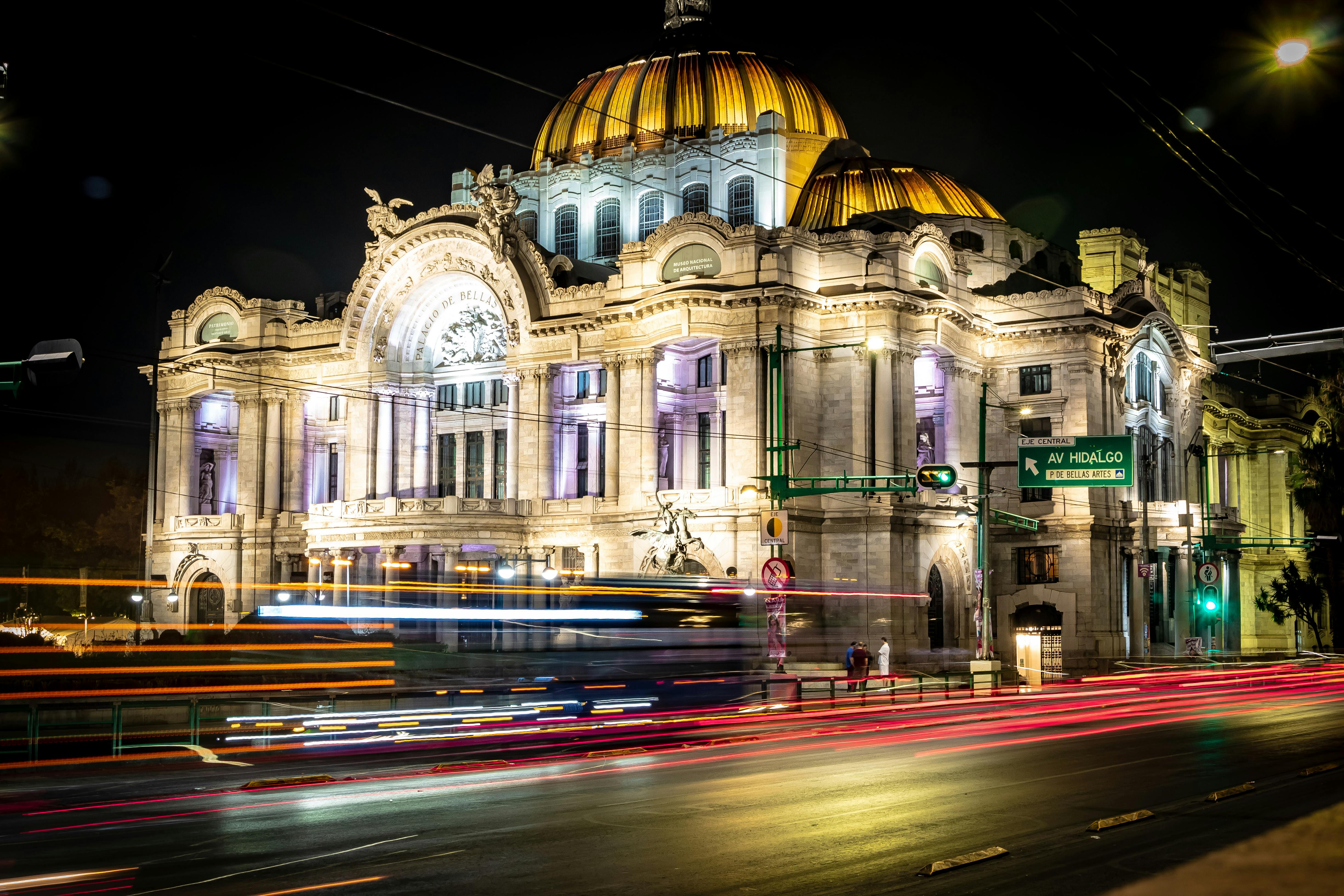 elegant night view of palacio de bellas artes
