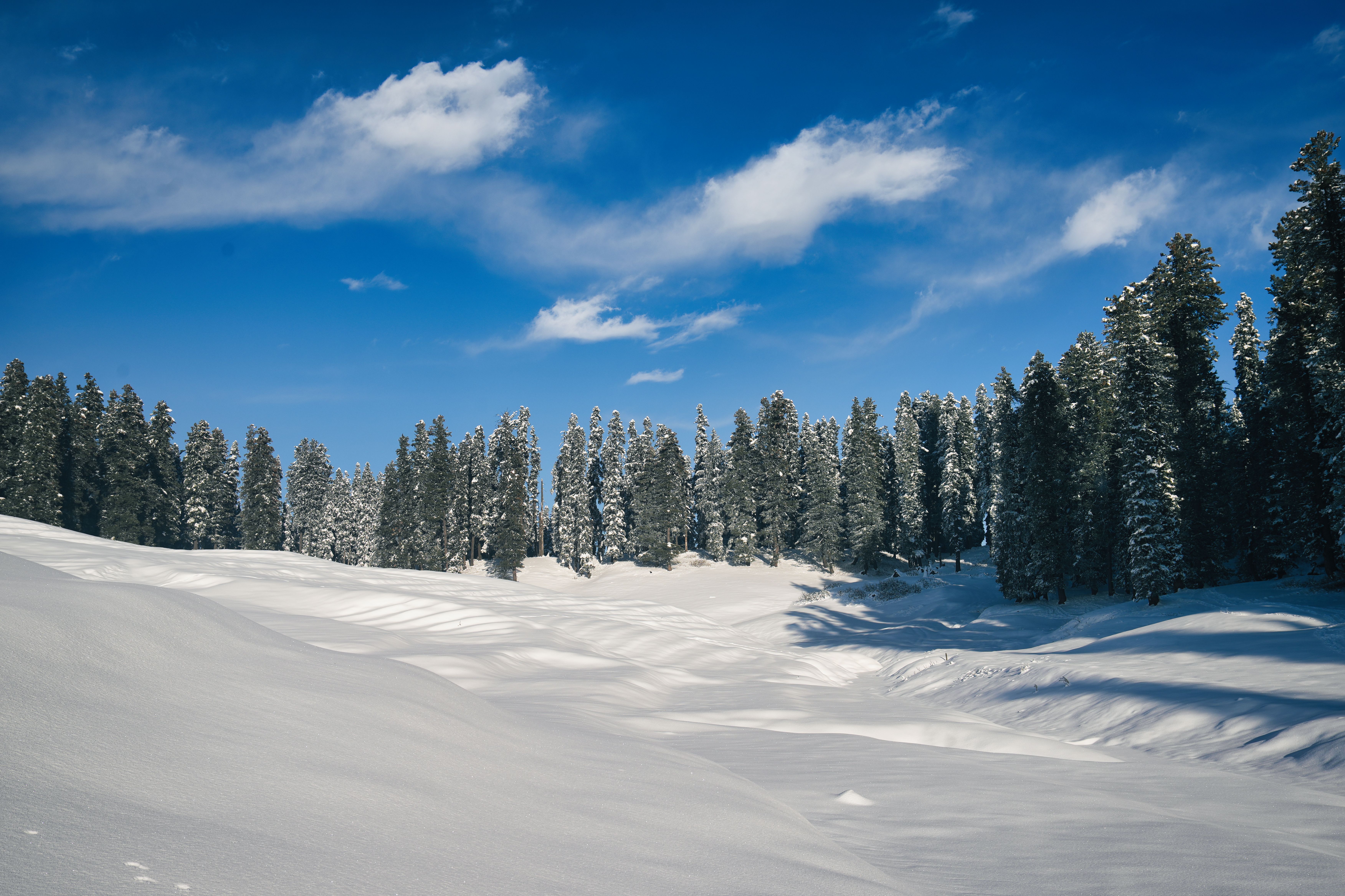 Snow covered Gulmarg mountains