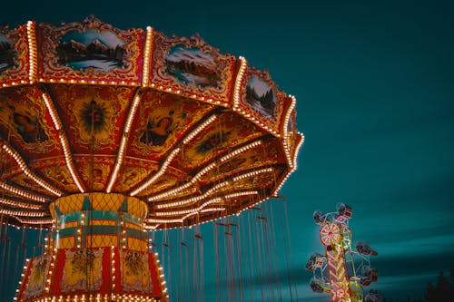 Brown and Red Lighted Carousel