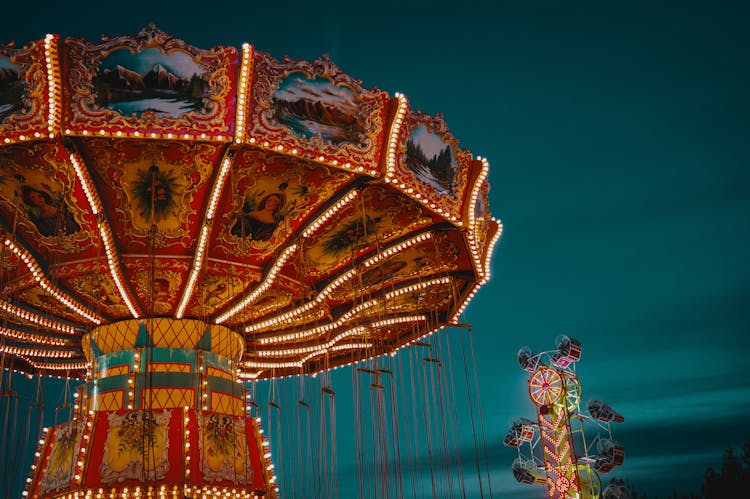 Brown And Red Lighted Carousel