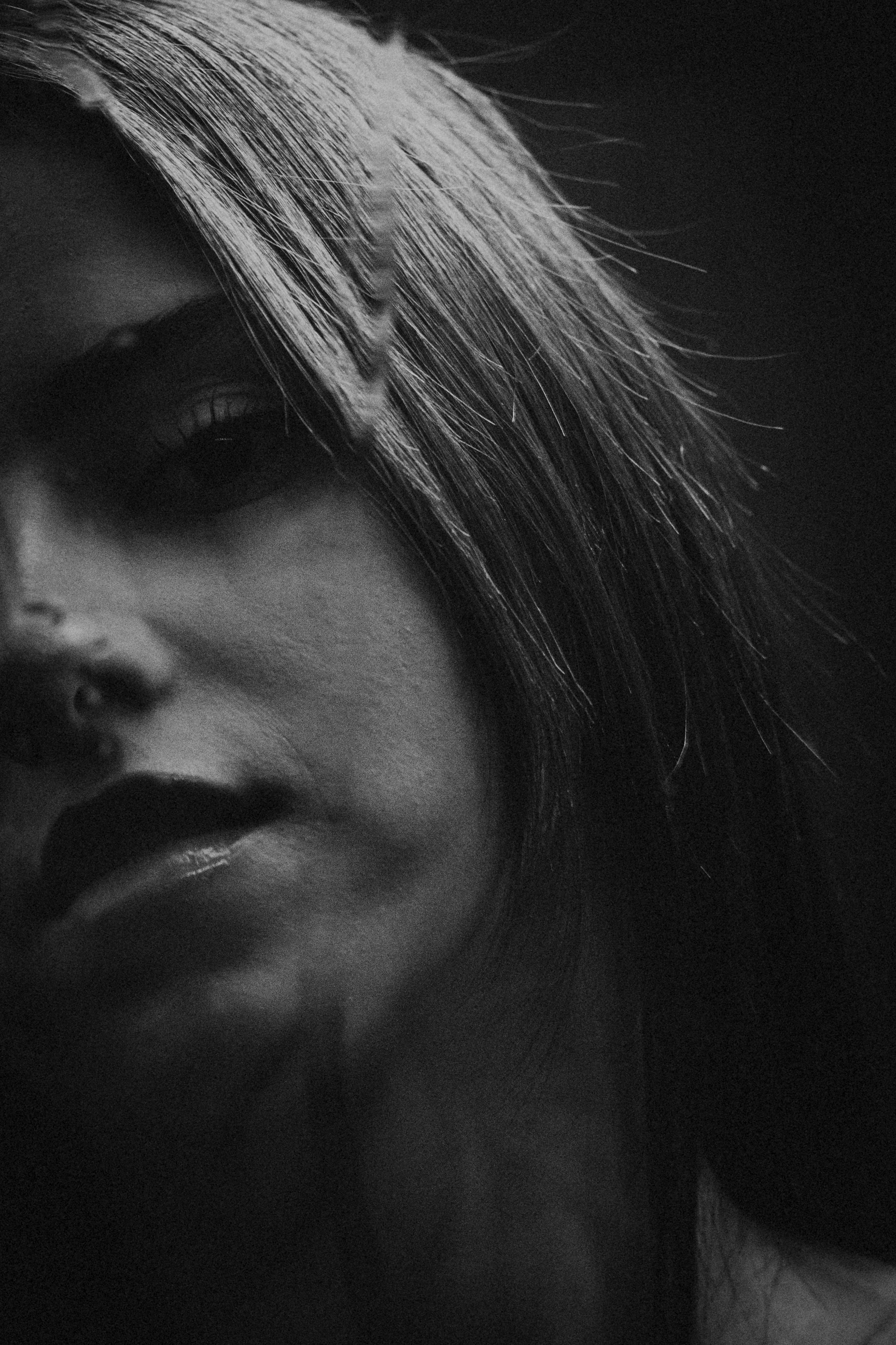 Moody Black and White Portrait of a Woman · Free Stock Photo