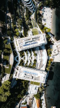 Stunning aerial photo of Lopud Island showcasing modern architecture and coastal beauty.