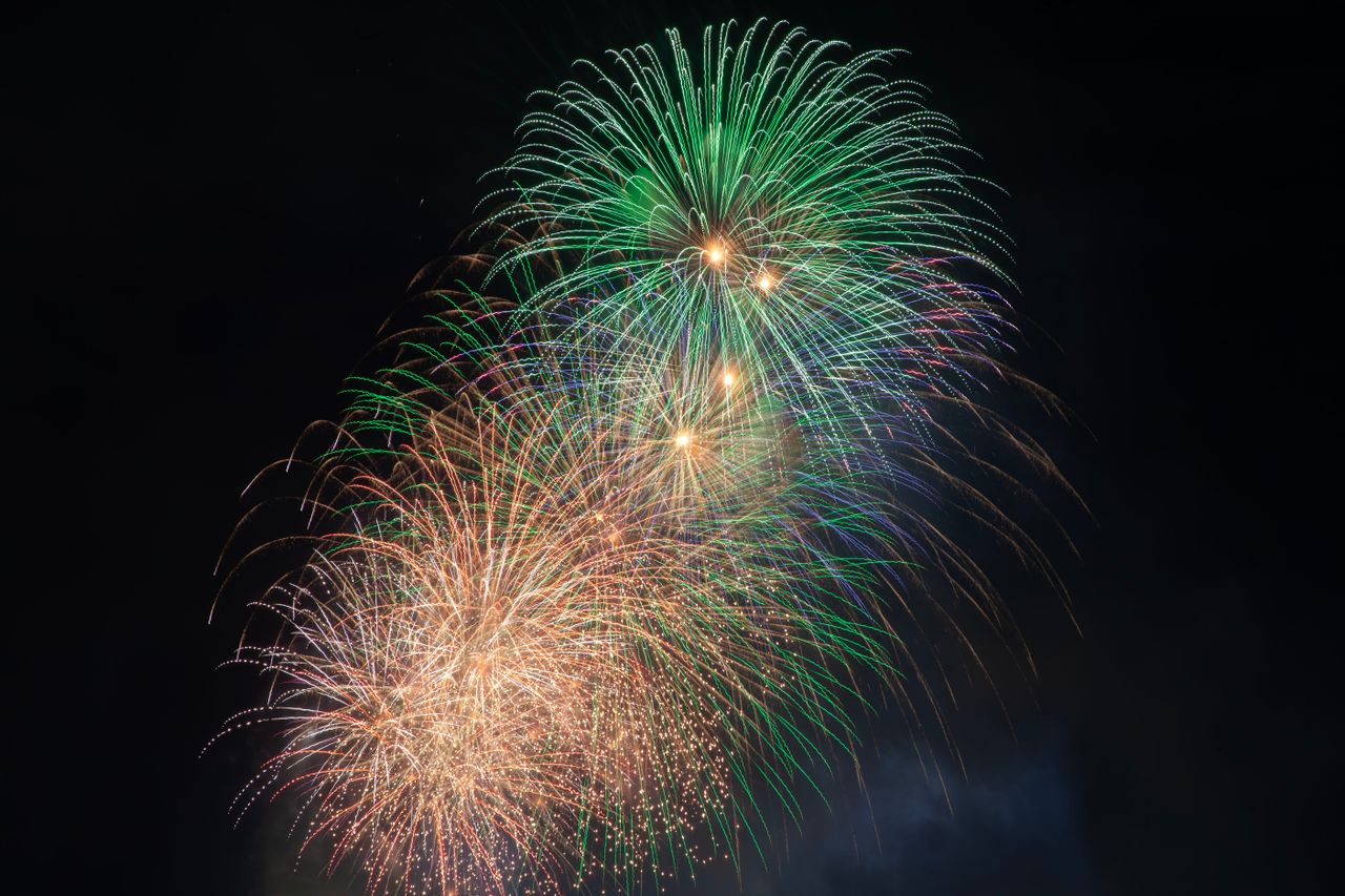colorful fireworks burst into the night sky creating a vibrant and fes