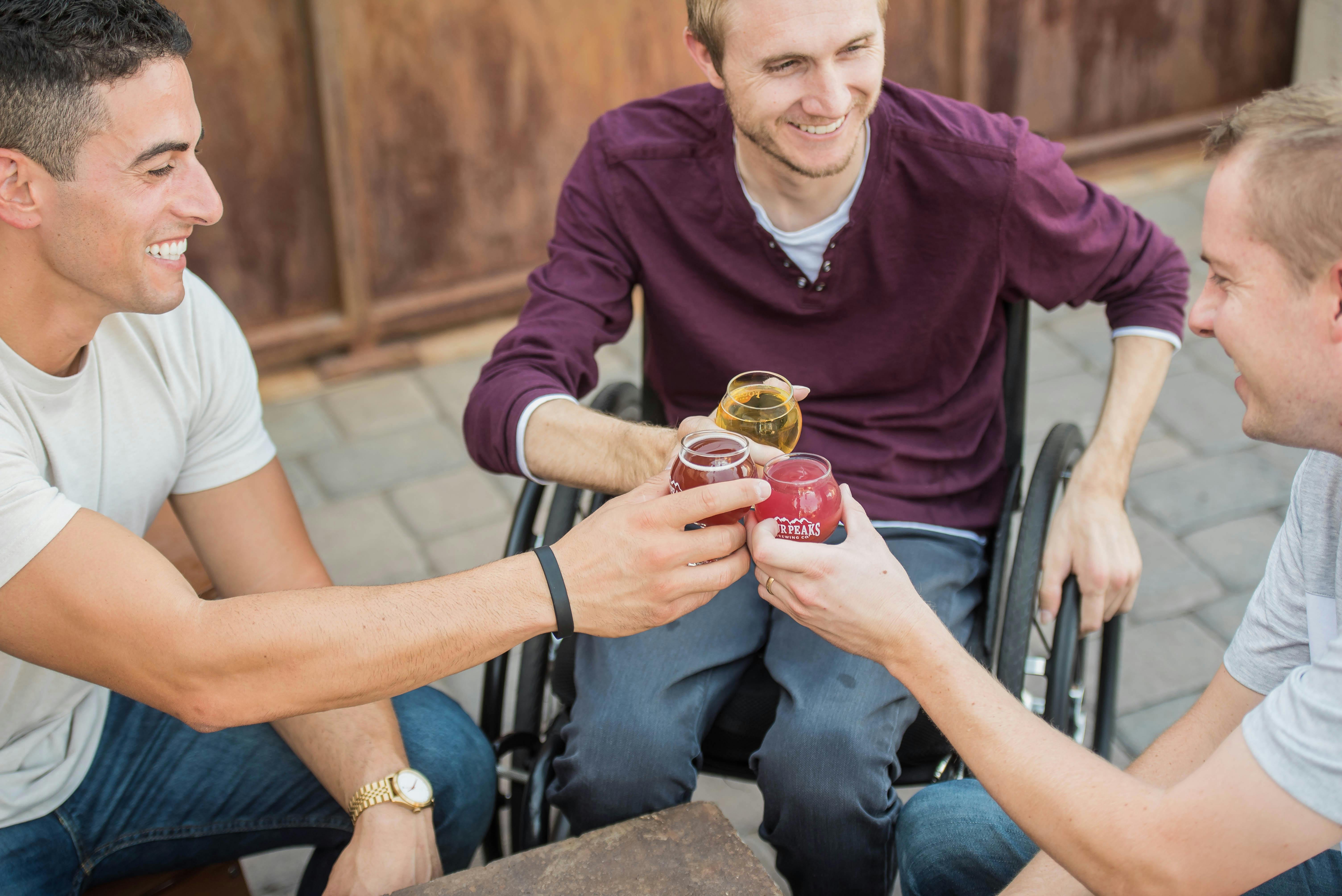 three guys having a toast