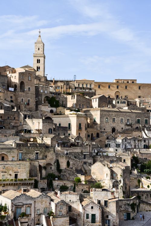 Free Scenic view of Matera's ancient stone buildings in southern Italy. Stock Photo