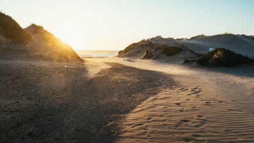 Grauer Sand Mit Fußabdrücken