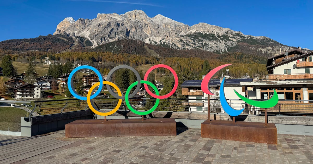 Stunning view of Olympic and Paralympic symbols set against the Italian Alps in Cortina d'Ampezzo.
