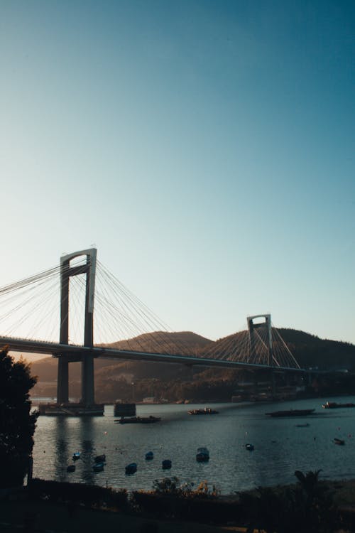 Grijze Brug Onder Een Heldere Hemel