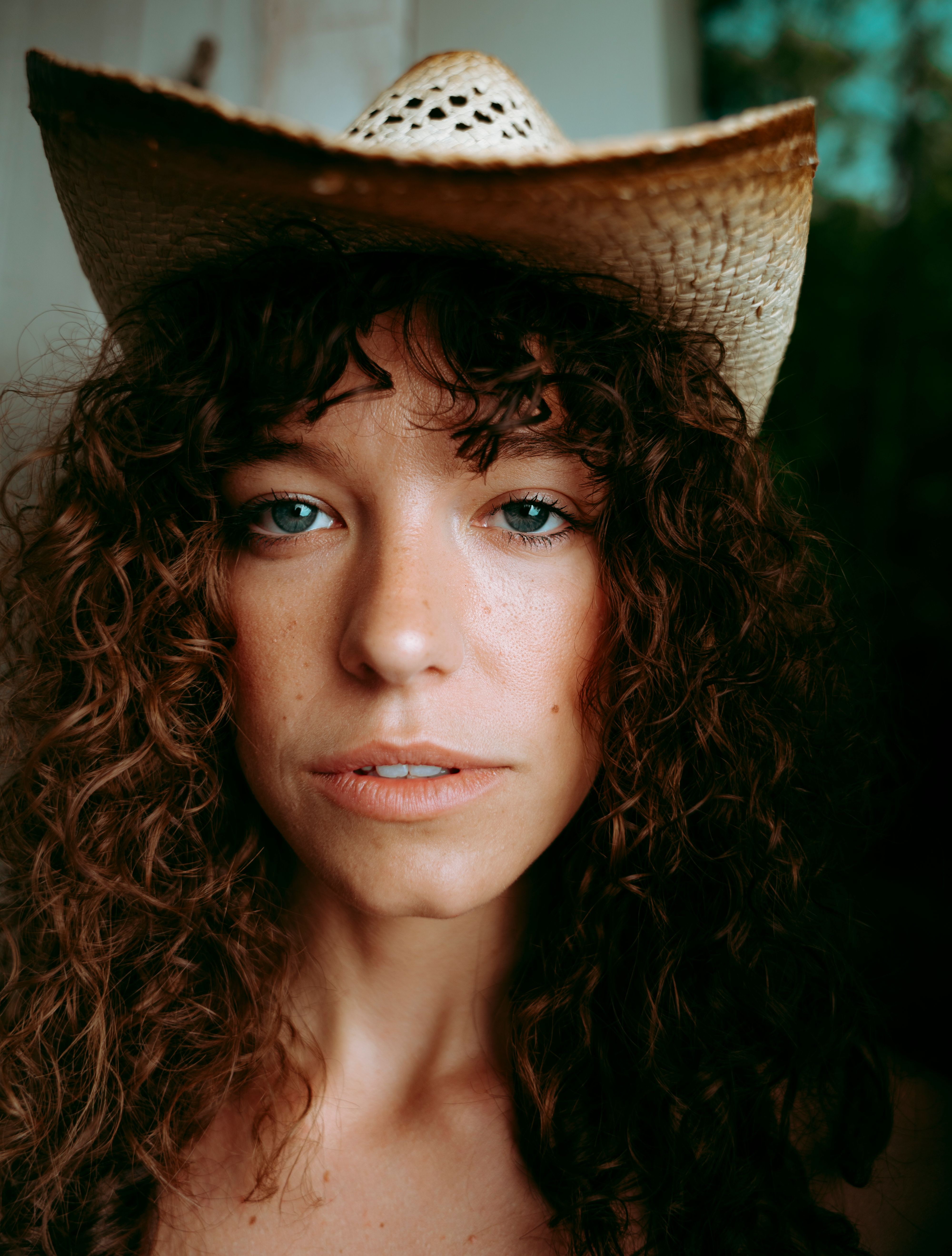 Close-up Portrait of Woman in Cowboy Hat · Free Stock Photo