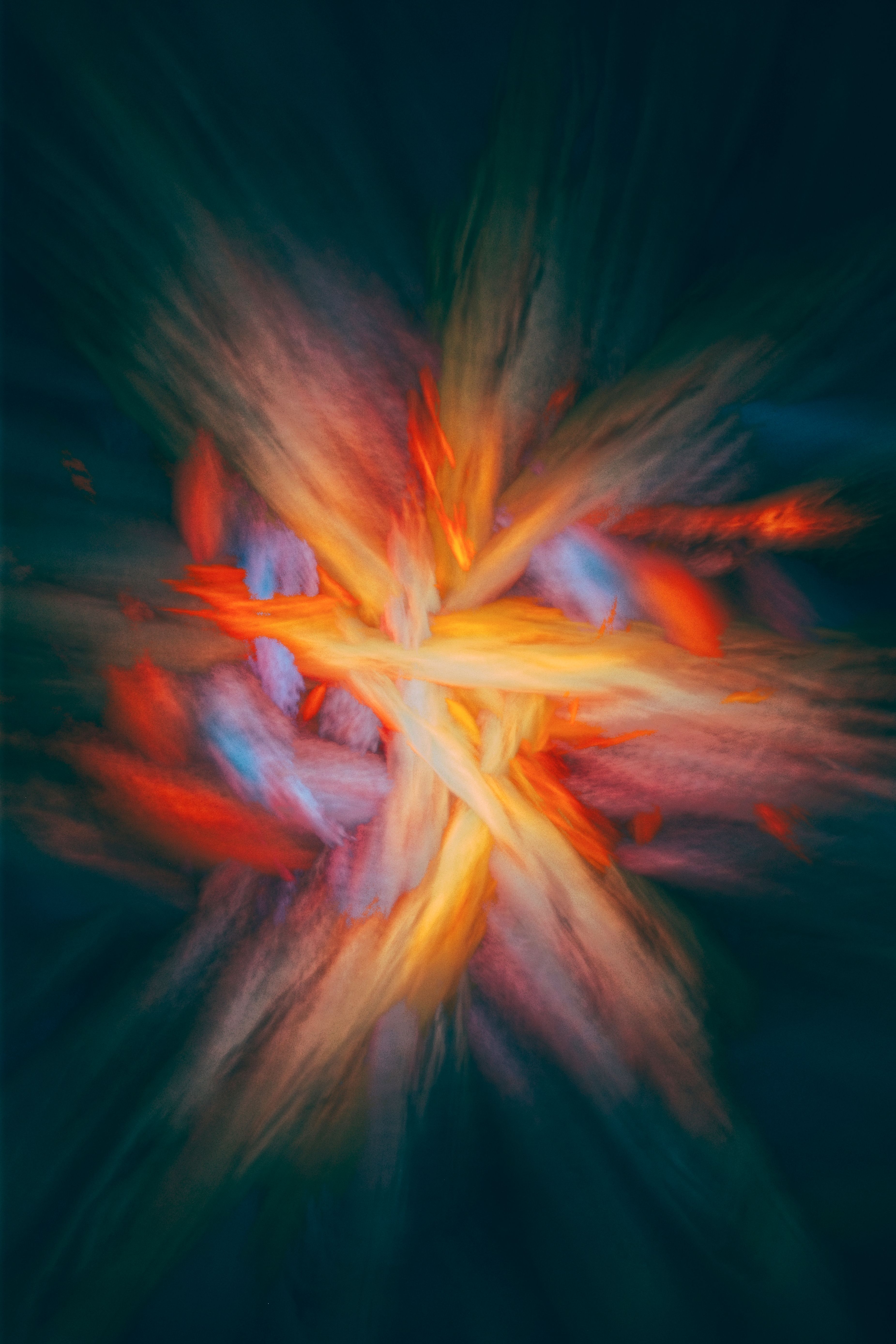 Dynamic and colorful abstract art resembling a cosmic explosion with vibrant energy.