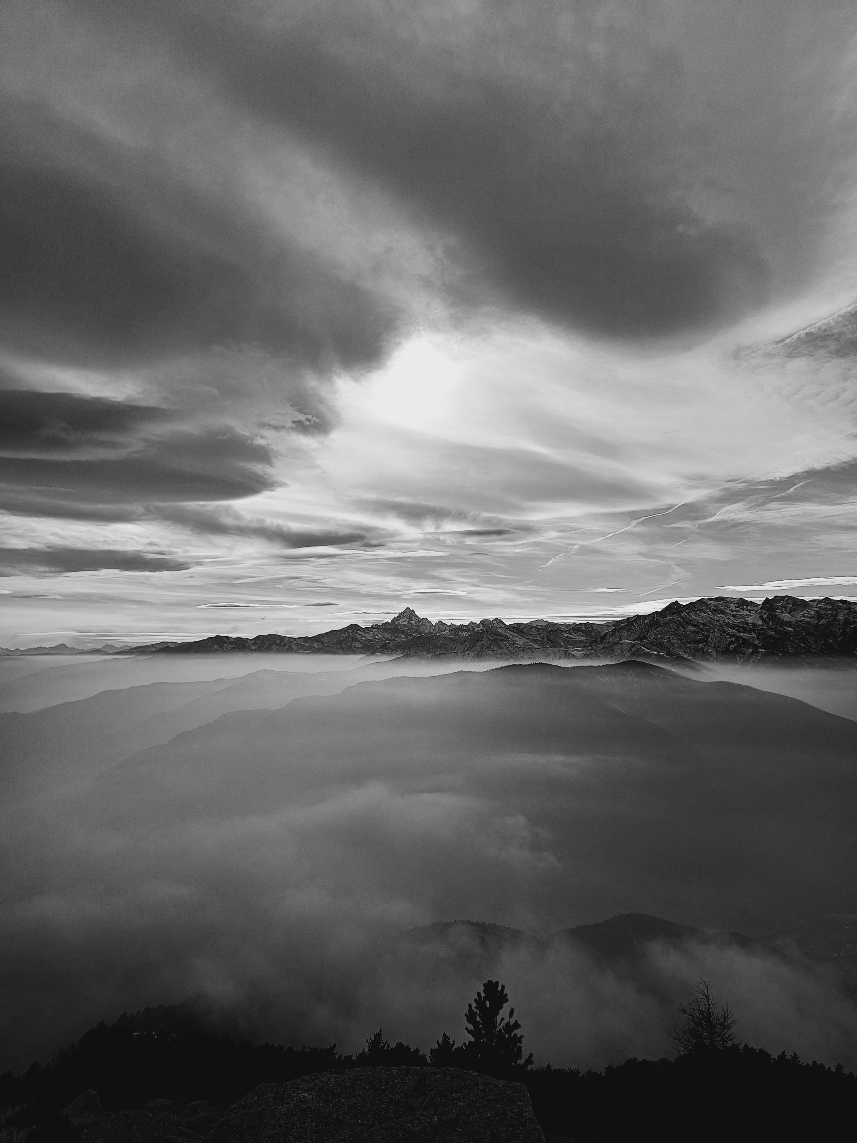 Dramatic Black and White Mountain Landscape · Free Stock Photo
