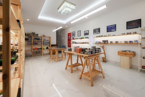 Free Spacious and stylish model store interior featuring diecast kits in Phnom Penh, Cambodia. Stock Photo