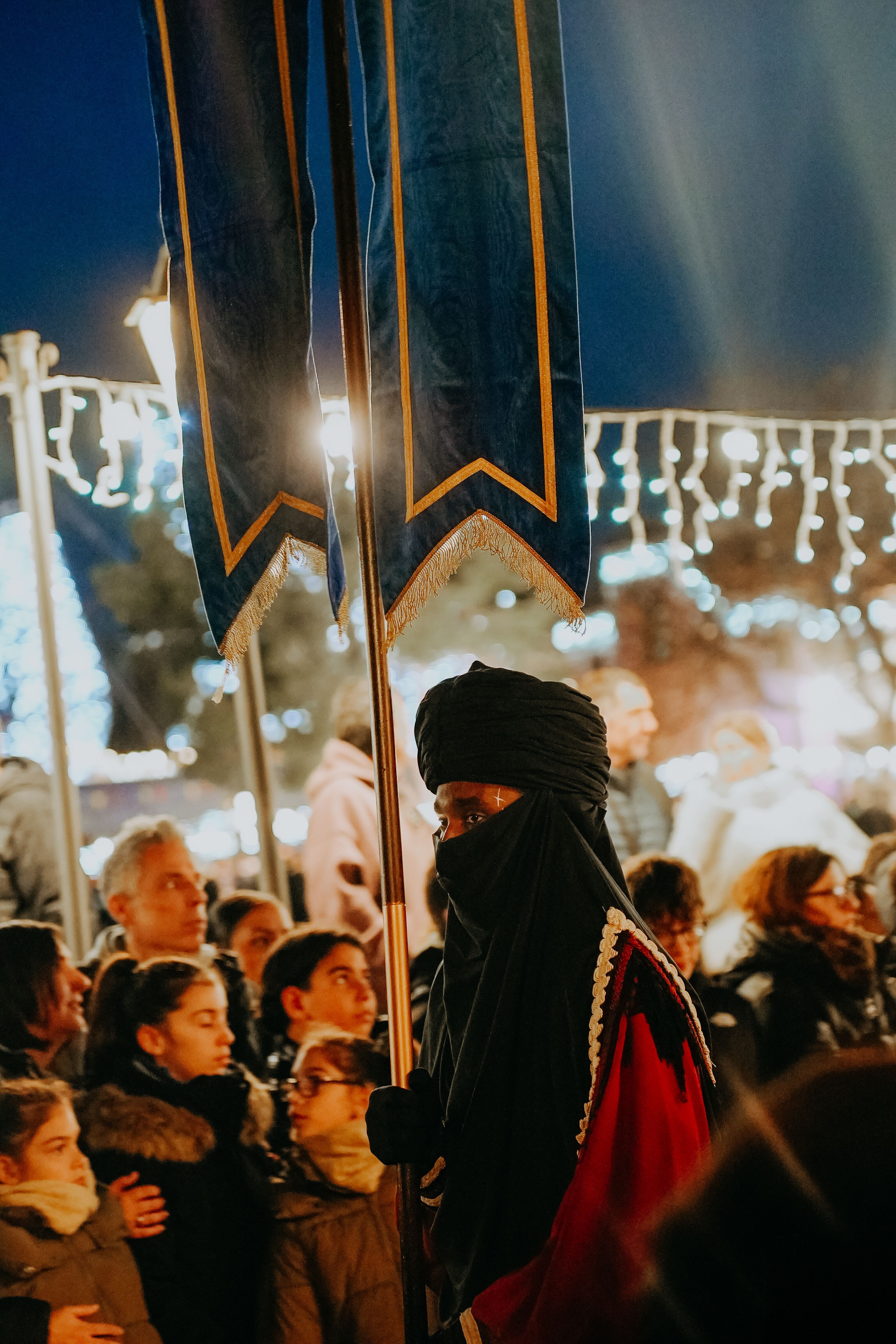 Traditional Spanish Parade with Colorful Banners · Free Stock Photo