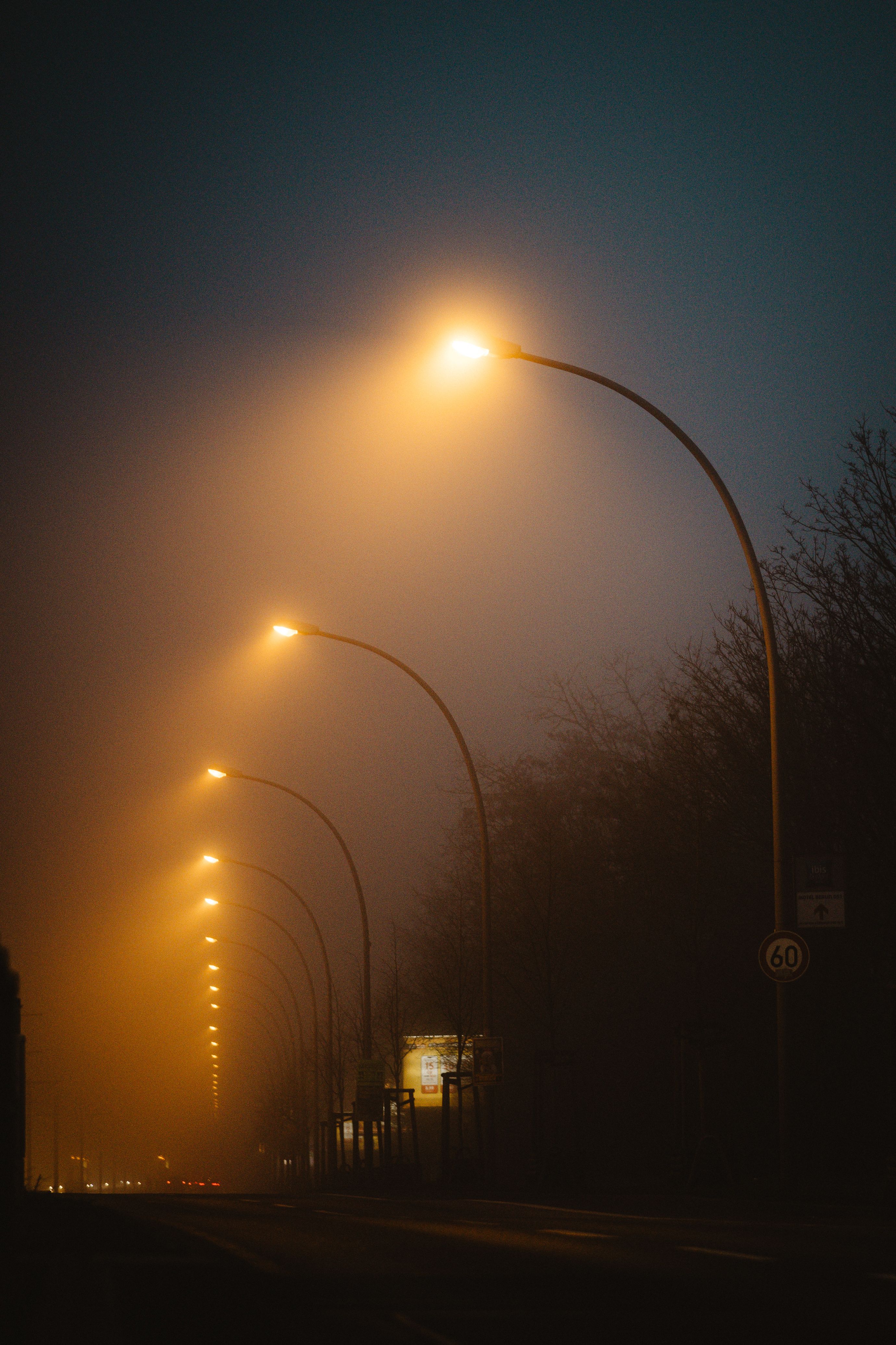 Misty Street Lights in Berlin at Night · Free Stock Photo