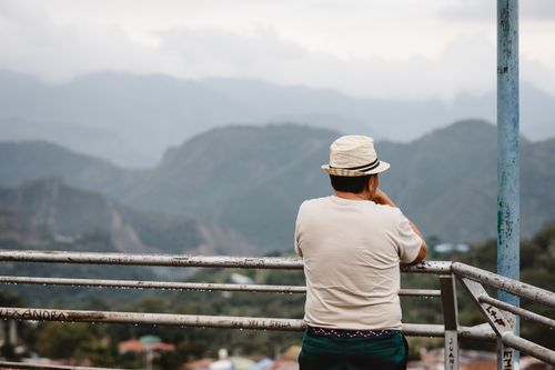 Free A person in a hat overlooks the stunning mountainous landscape of Cundinamarca, Colombia. Stock Photo