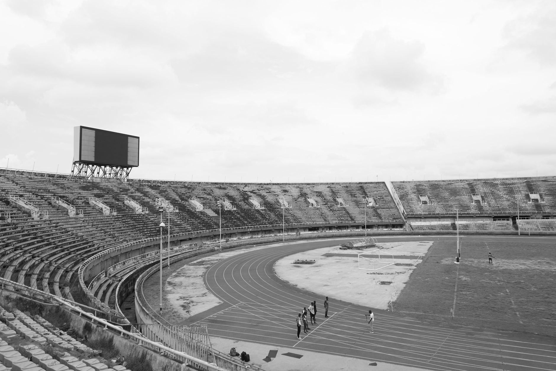 stadium replay screen displaying a semi-automated offside line during an international football match