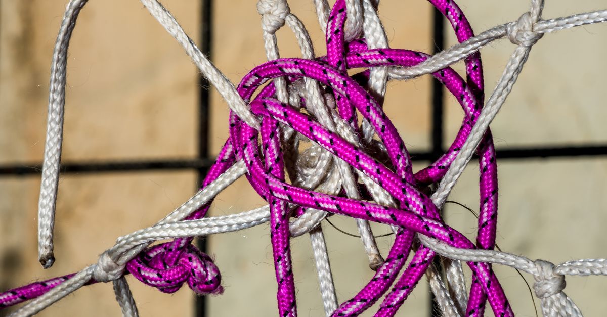 Close-Up of Knotted Ropes on a Grid Background · Free Stock Photo