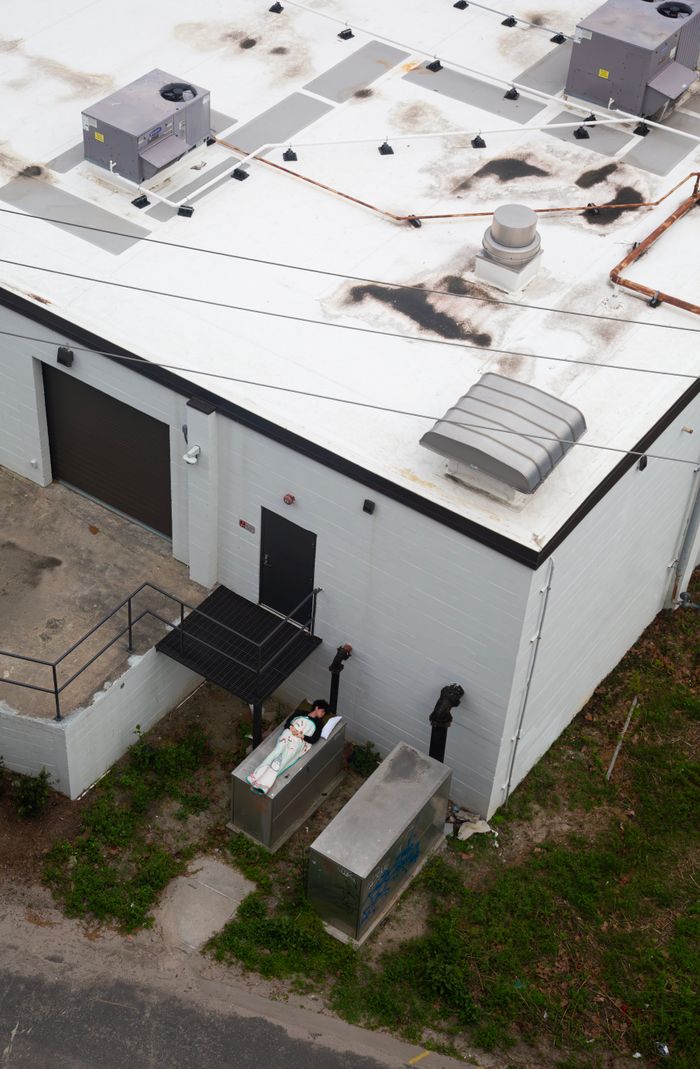 Aerial view of a commercial roof with plant equipment