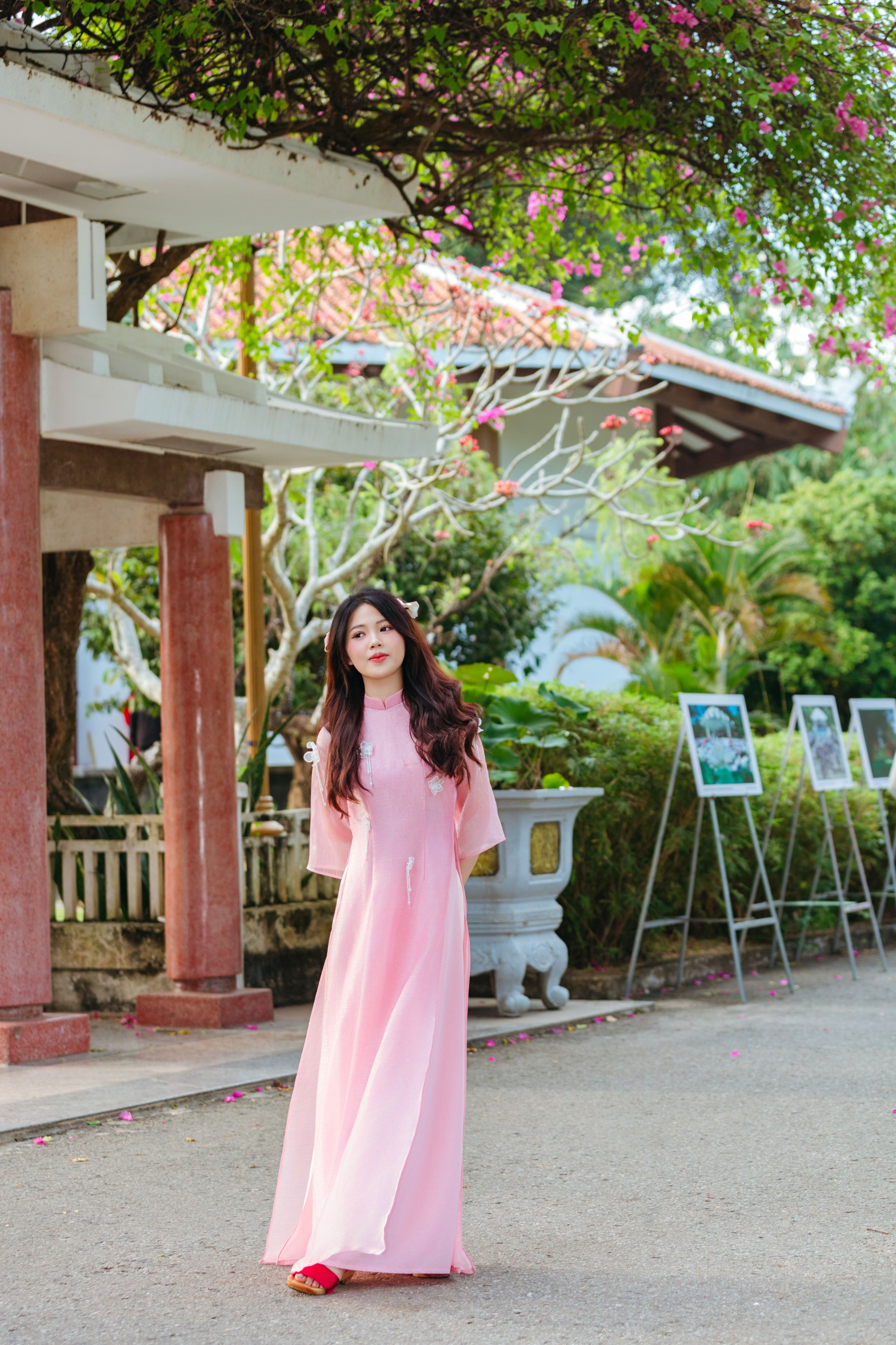 Woman in Traditional Pink Dress Outdoors · Free Stock Photo