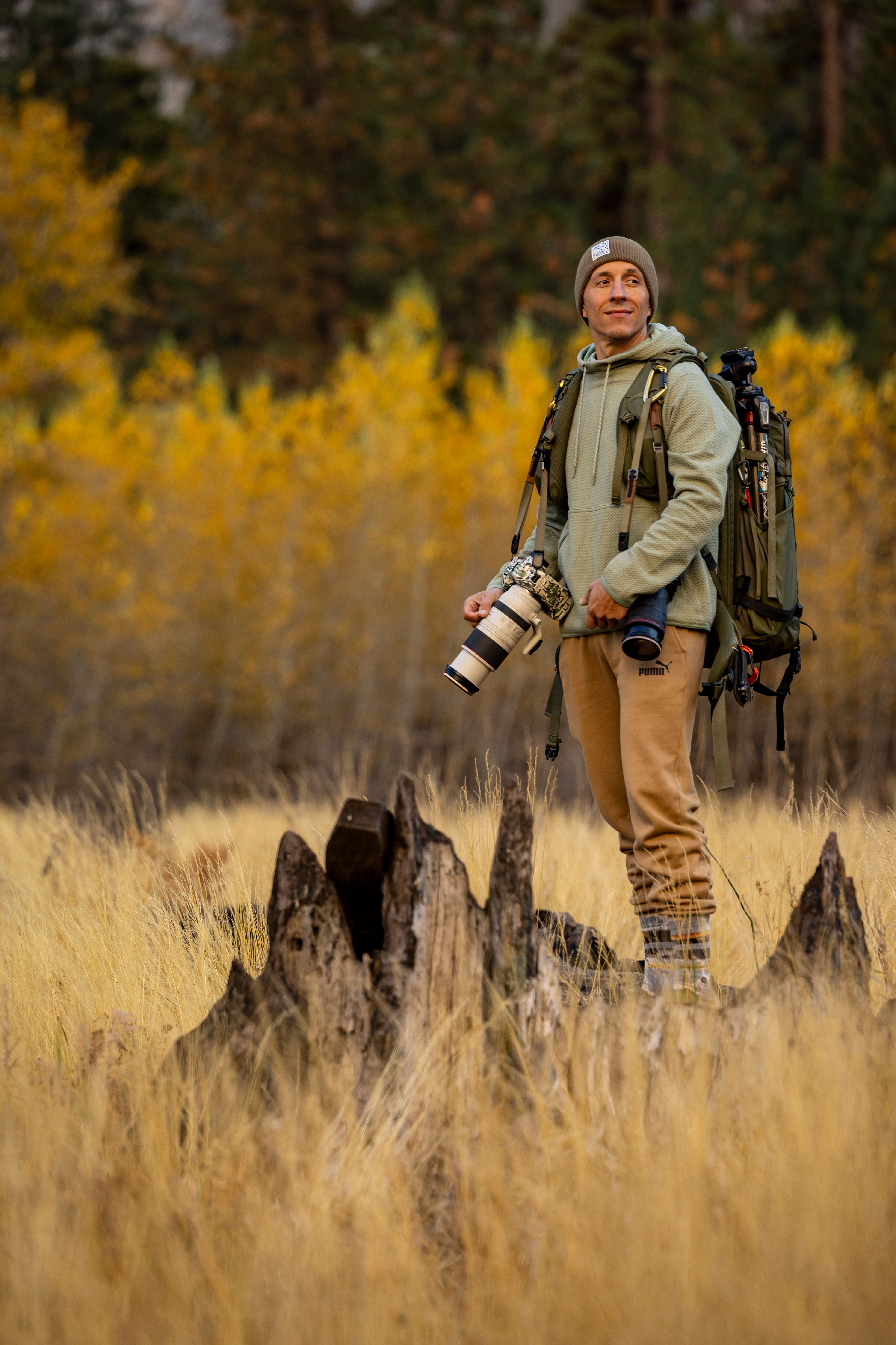 Autumn Adventure: Photographer in Scenic Forest · Free Stock Photo