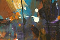 动态抽象绘画以大胆的色彩和富有表现力的笔触在画布上呈现