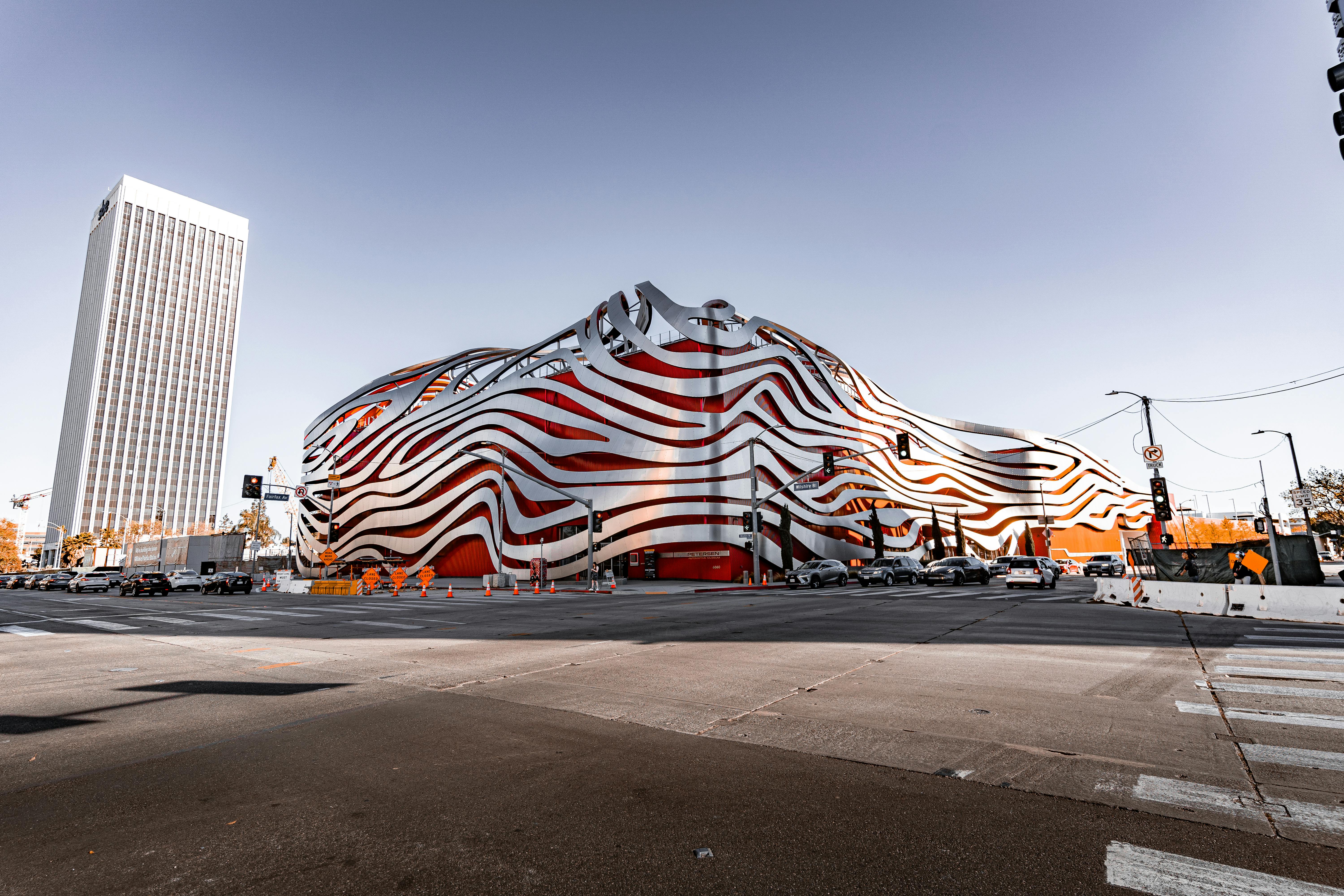 stunning architecture of petersen automotive museum